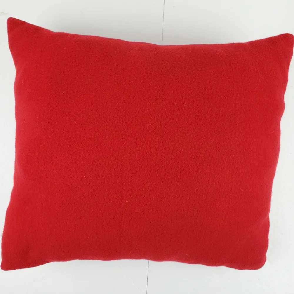 Red felt embellished snowman pillow 16x16